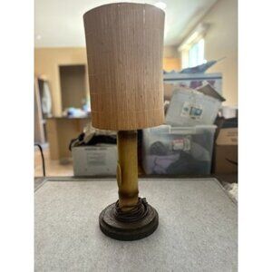 Cabana Joe's Bamboo Table Lamp Tiki Decor Wood Base Pull Chain Retro Lamp